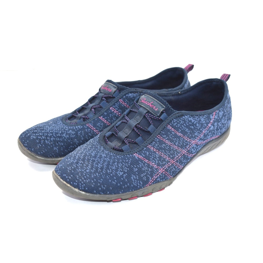 SKECHERS 23008TX‎ Womens Blue Breathe Easy Comfort Sneakers Size 9